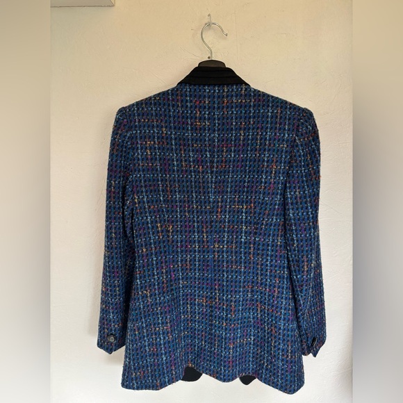 Vintage Tweed Made in Italy Blue Multicolour Wool Blend Blazer Jacket - Picture 9 of 12